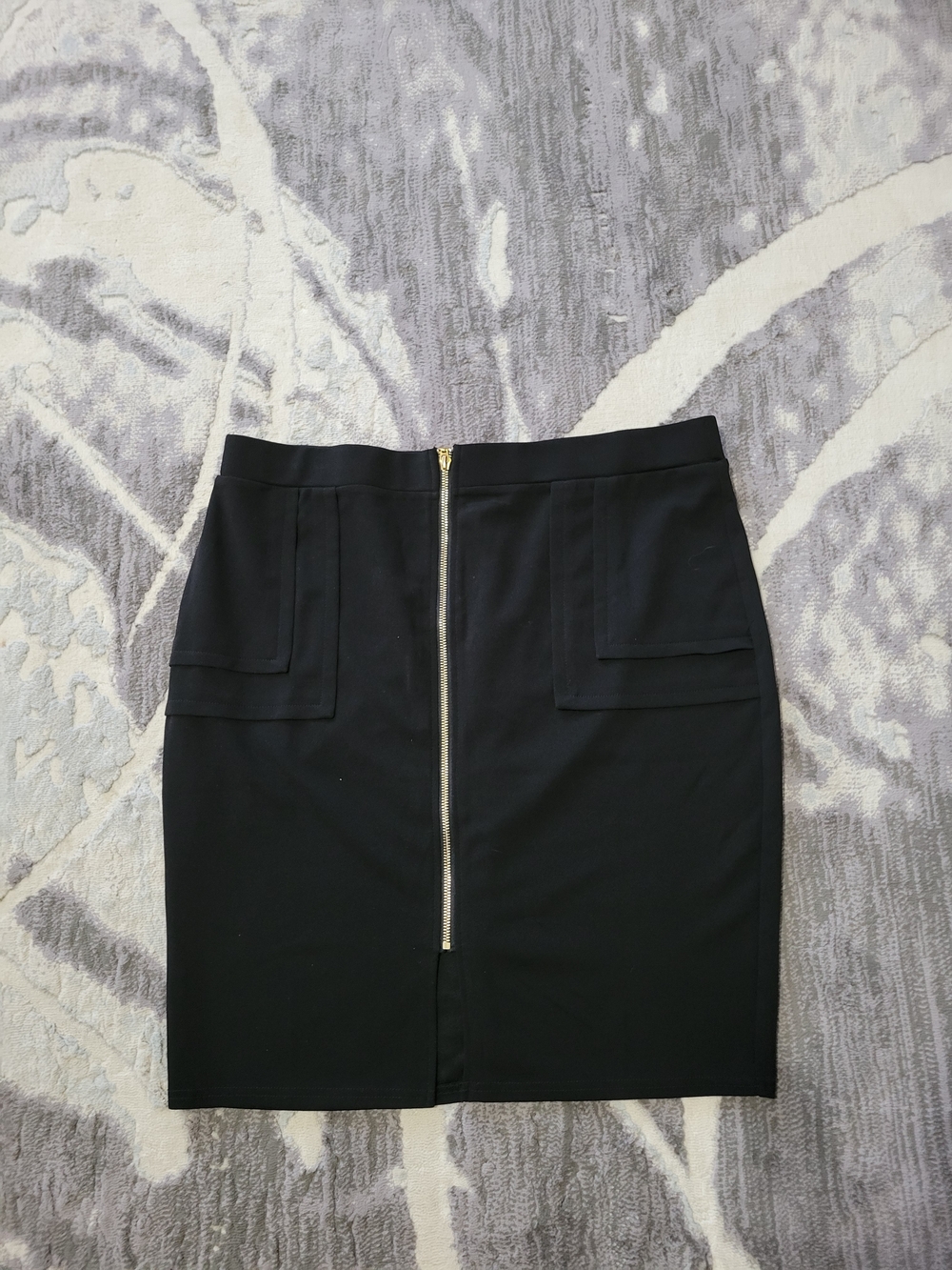 Fashion Nova Black Pencil Skirt with Front Gold Zip Size 2X